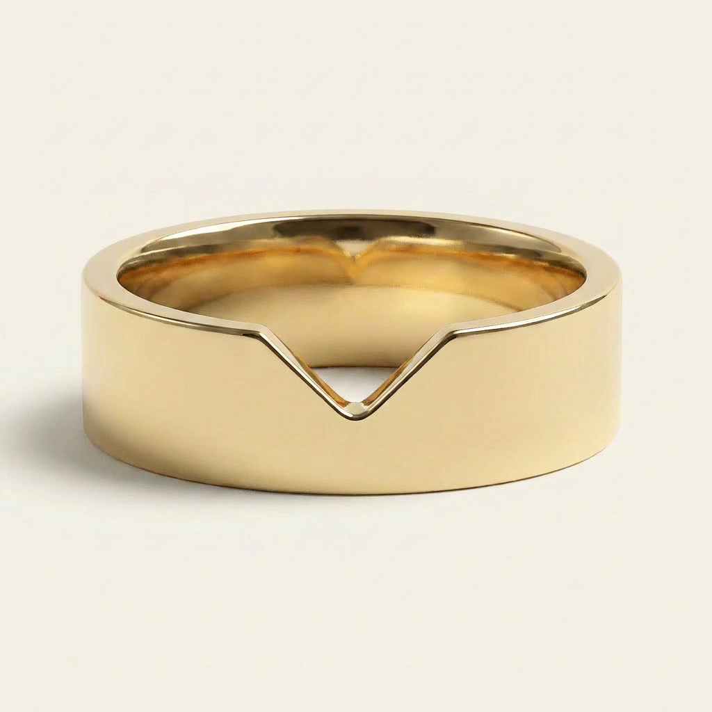 V-Shape Handcrafted Plain Wedding Band