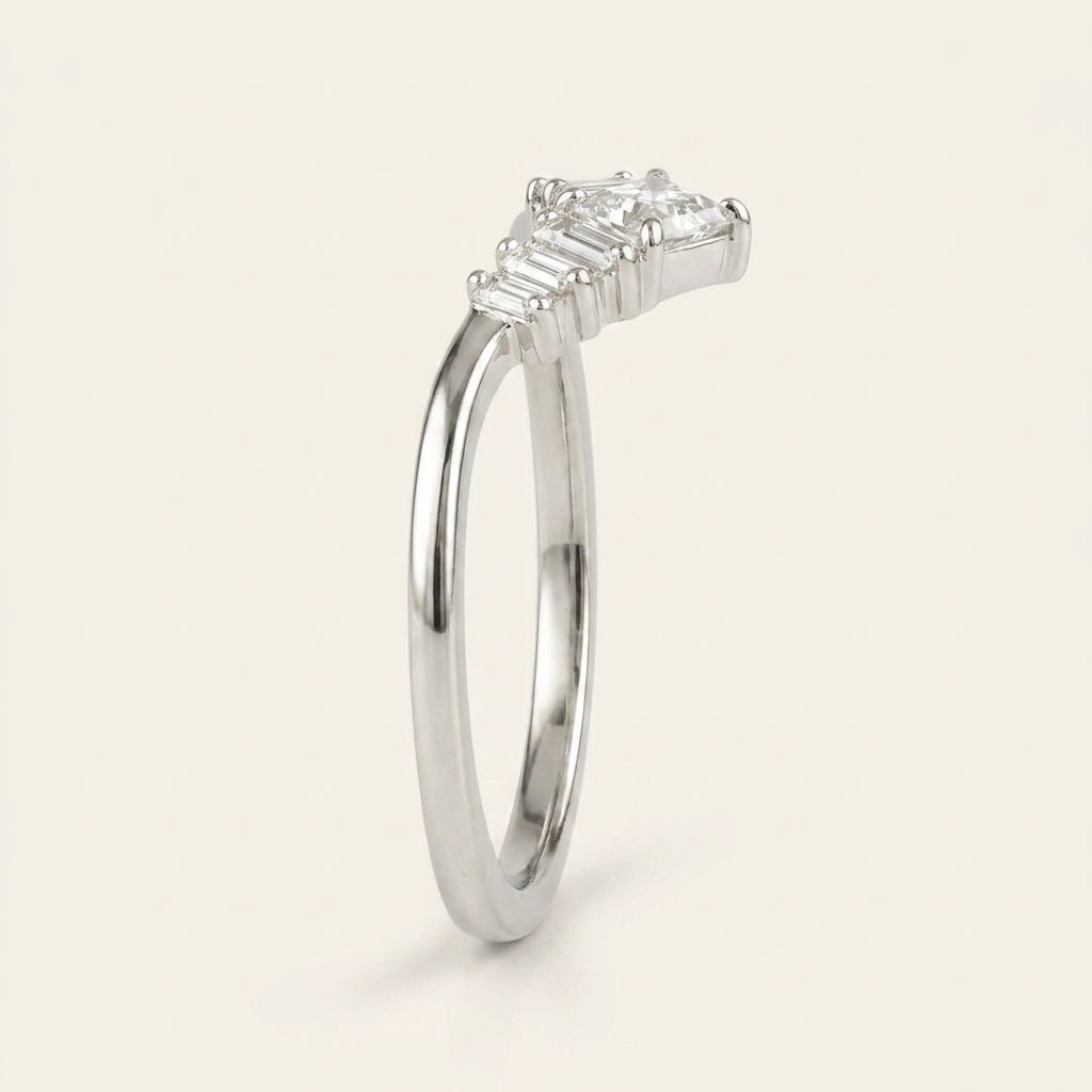 0.34 CT Kite Cut Salt and Pepper Diamond Ring