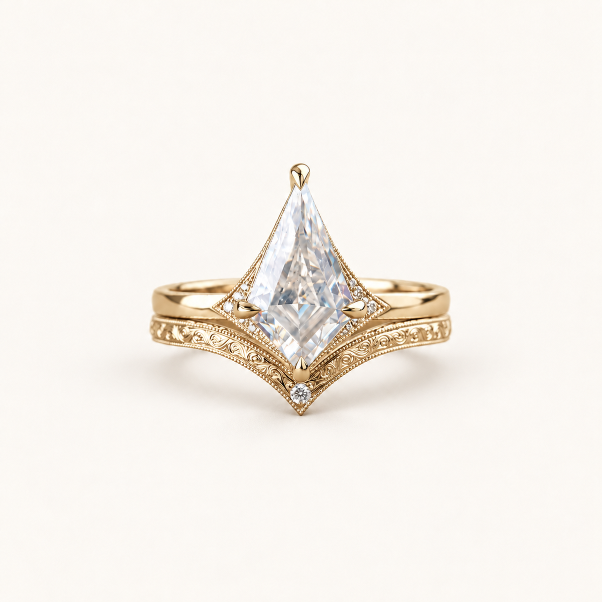 Moissanite 1.45 CT Kite Cut Solitaire Ring