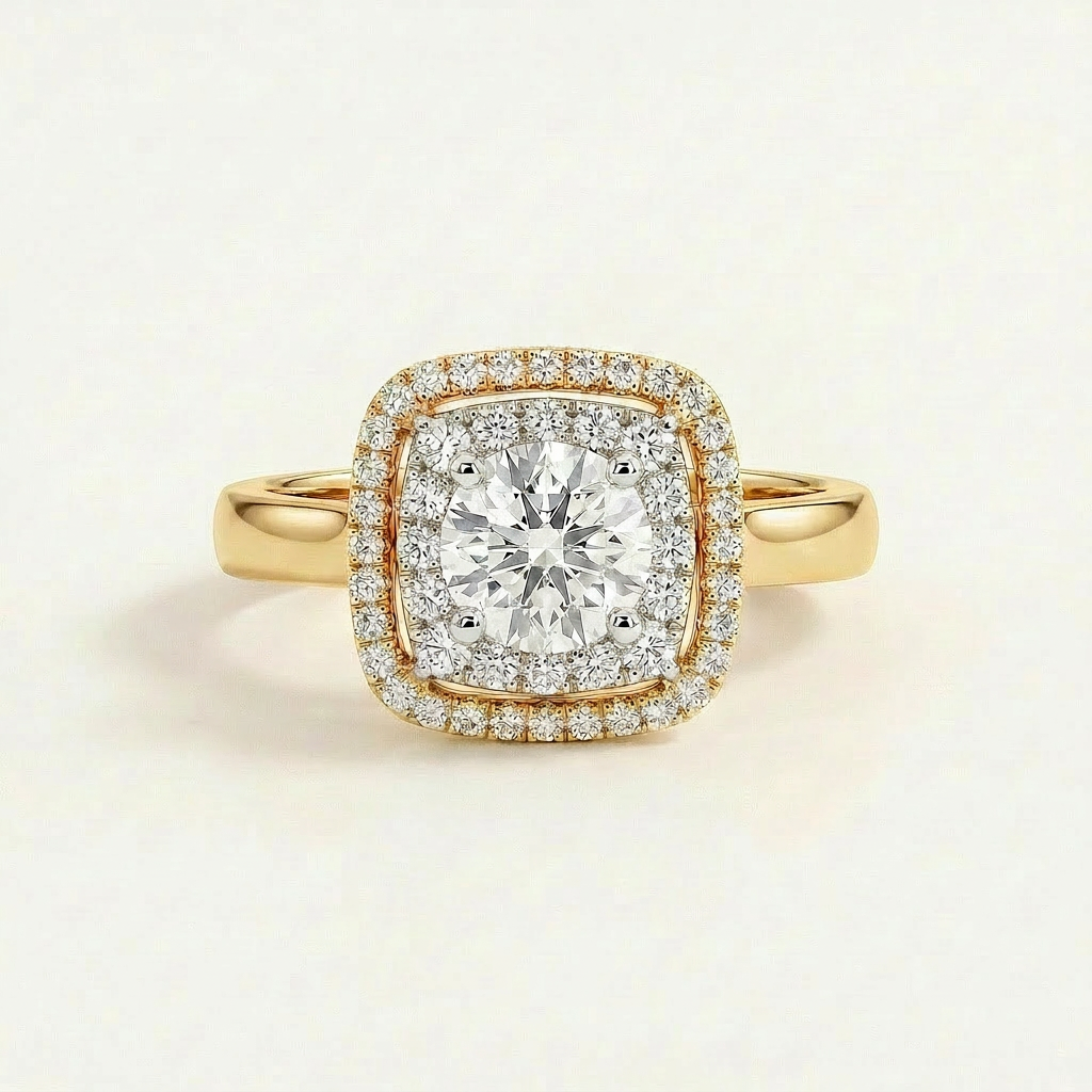 Moissanite 2.56 CT Round Cut Diamond Halo Ring