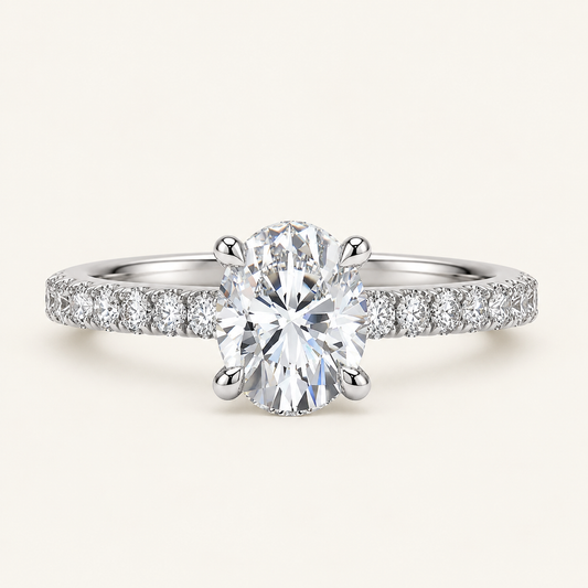 Moissanite 2.00 CT Oval Cut Hidden Halo Ring