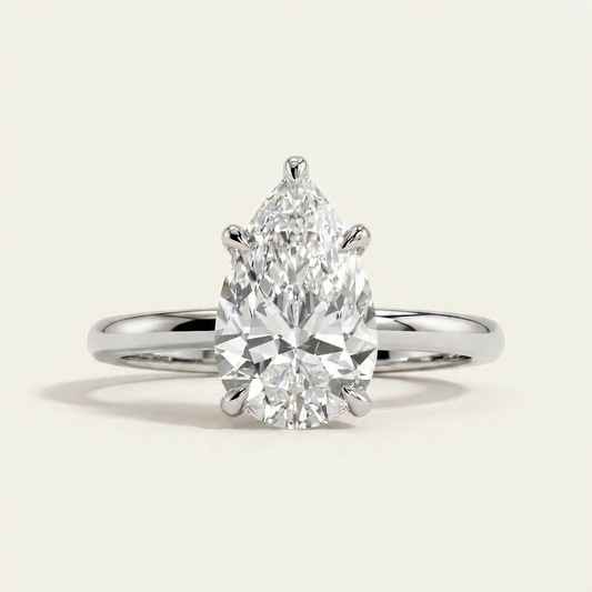 Moissanite 3.41 CT Pear Cut Diamond Solitaire Ring