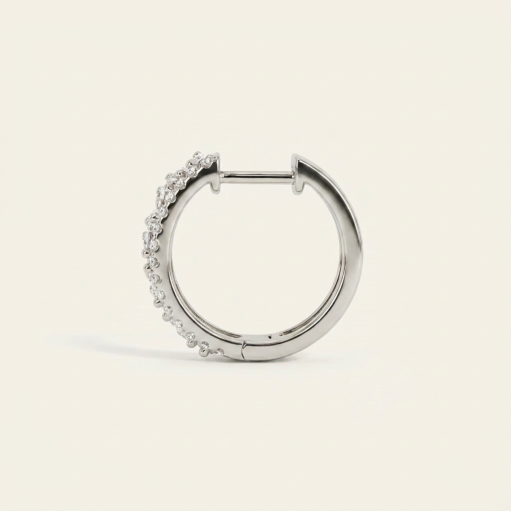 Moissanite 0.81 CT Round & Baguette Cut Diamond Hoop Earrings