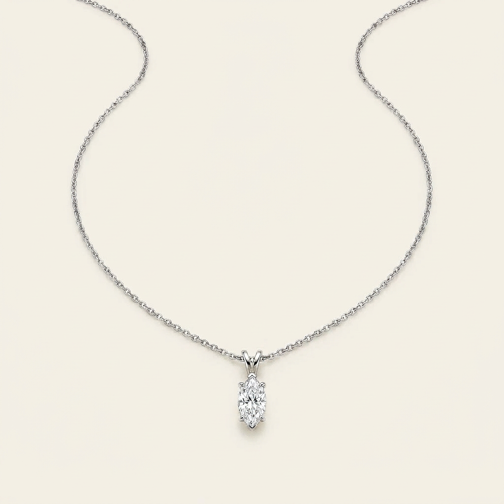 Moissanite 1.00 CT Marquise Cut Diamond Solitaire Necklace