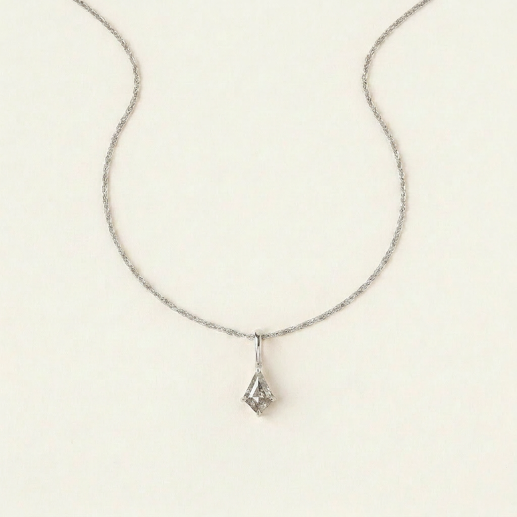 0.78 CT Kite Cut Salt and Pepper Diamond Necklace