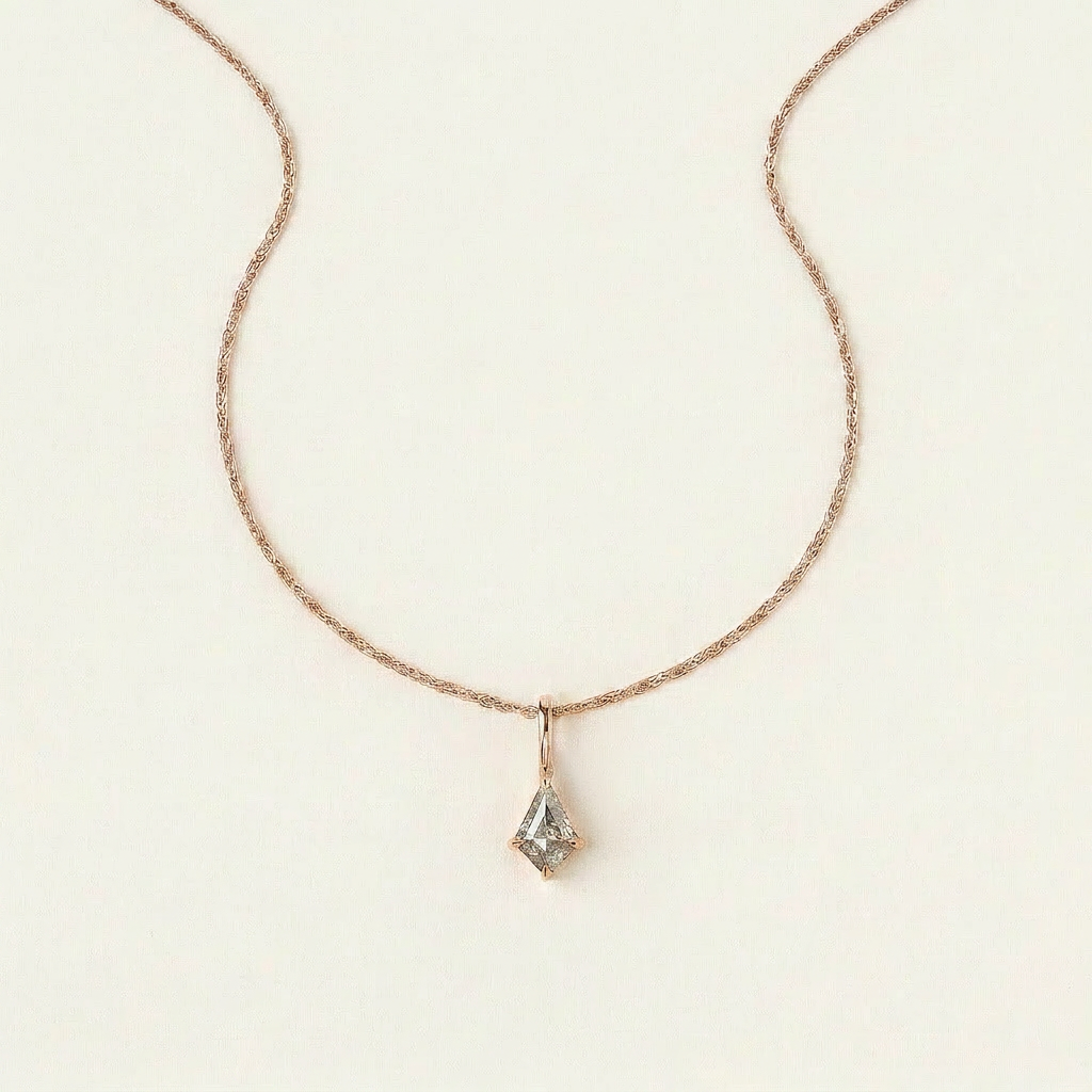 0.78 CT Kite Cut Salt and Pepper Diamond Necklace