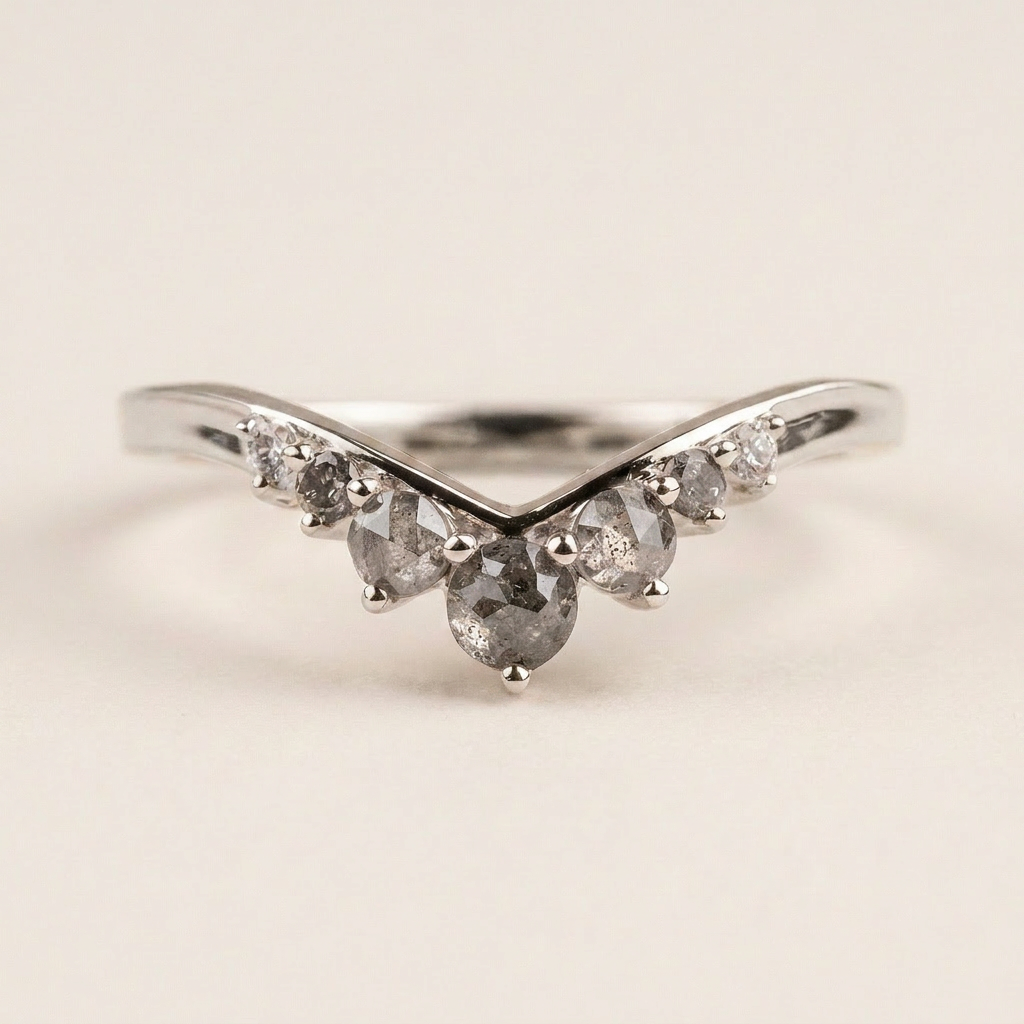 0.35 CT Round Cut Salt and Pepper Diamond Ring