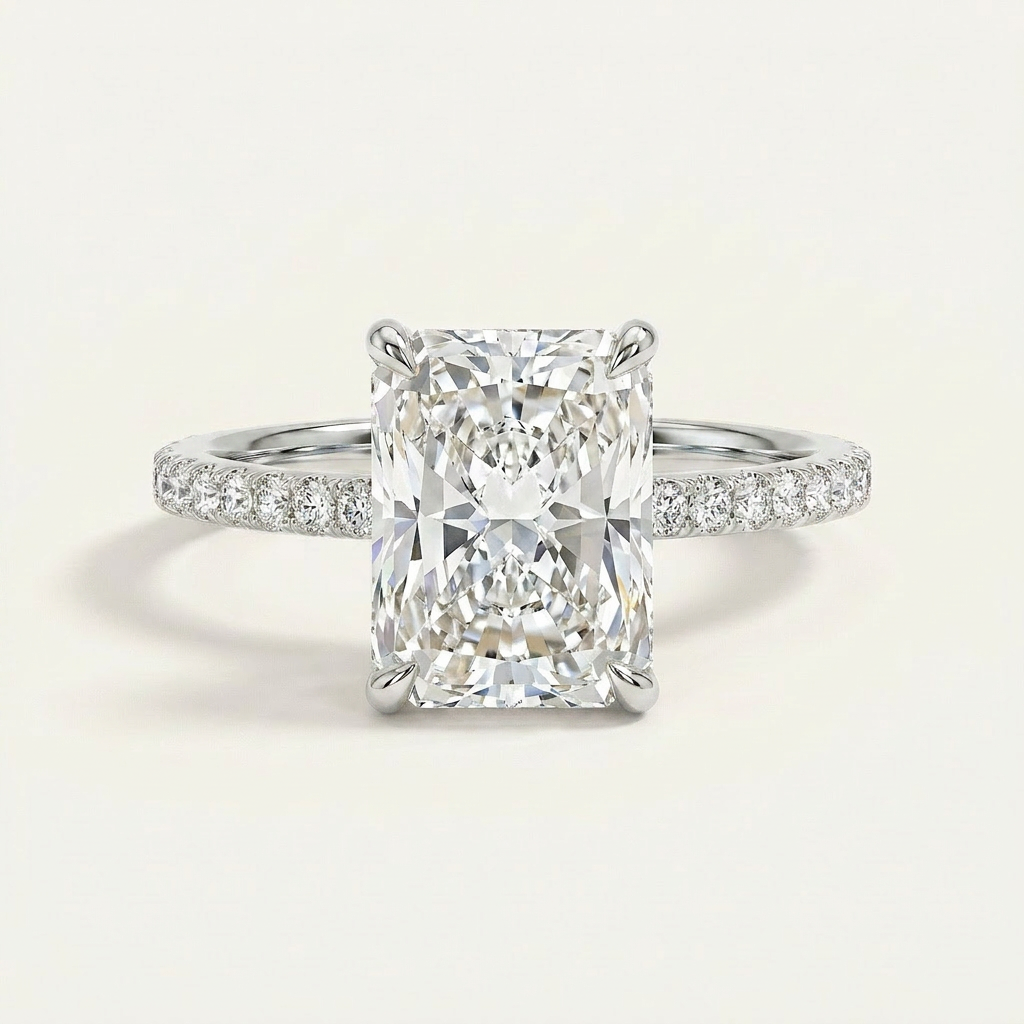 Moissanite 2.85 CT Radiant Cut Diamond Solitaire Ring