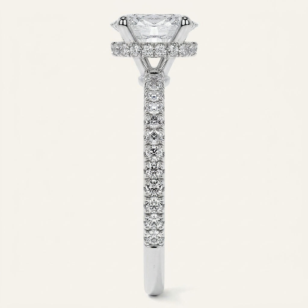 Moissanite 2.00 CT Oval Cut Hidden Halo Ring