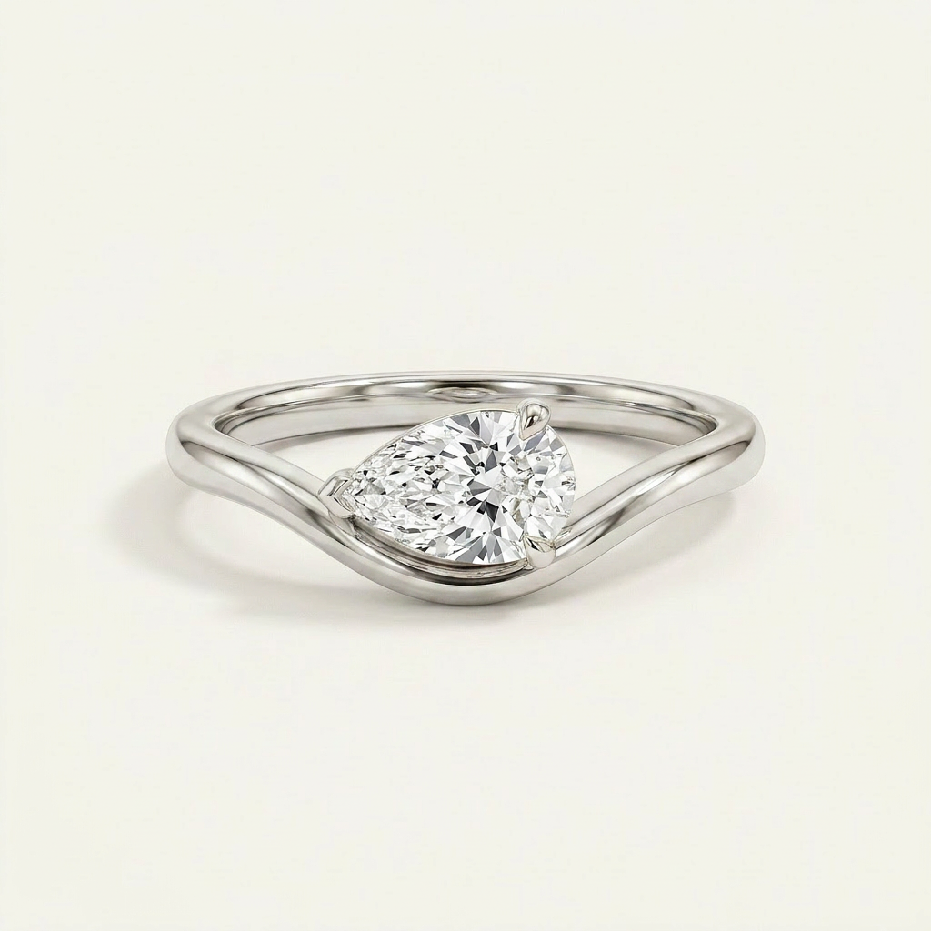Lab Grown 3.00 CT Pear Cut Diamond Solitaire Ring