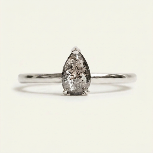 1.75 CT Pear Cut Salt and Pepper Diamond Solitaire Ring (V-Artdeco)