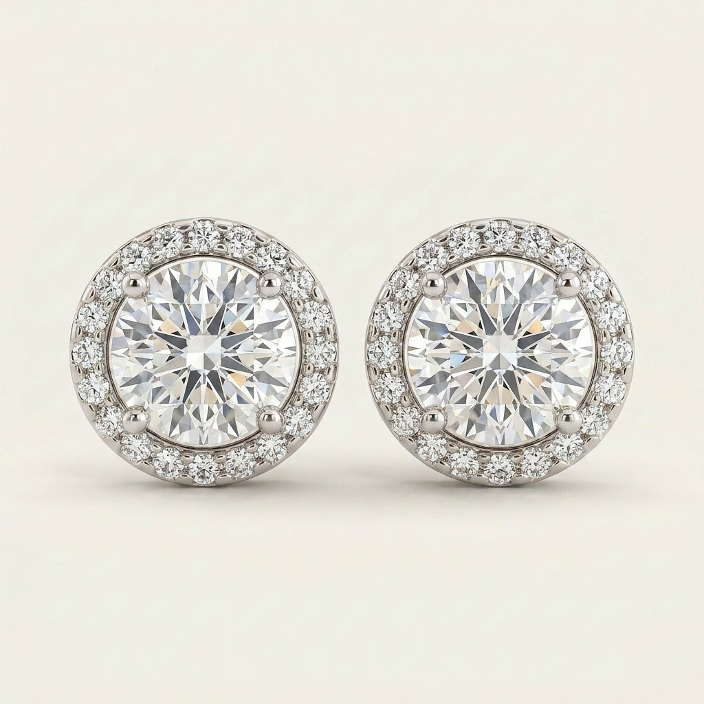 Moissanite 2.40 CT Round Cut Diamond Stud Earrings