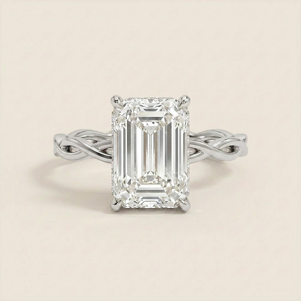 Moissanite 4.00 CT Emerald Cut Diamond Solitaire Ring