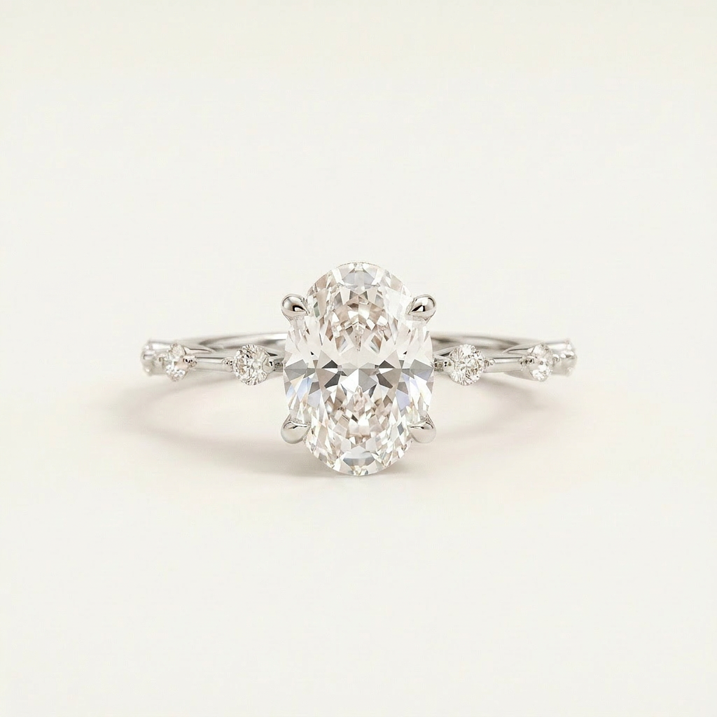 Moissanite 2.45 CT Oval Cut Diamond Solitaire Ring