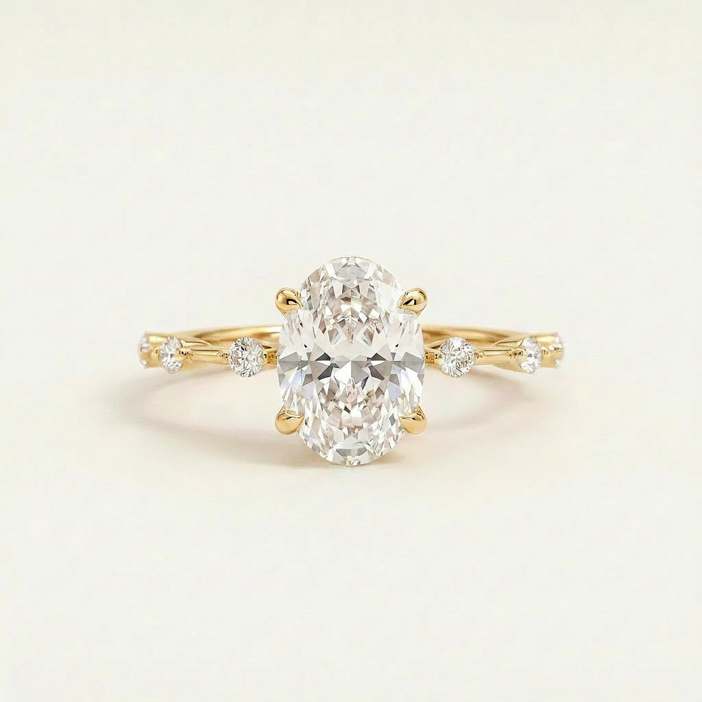 Moissanite 2.45 CT Oval Cut Diamond Solitaire Ring