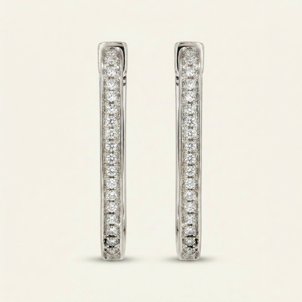 Moissanite 0.30 CT Round Cut Diamond Hoop Earrings