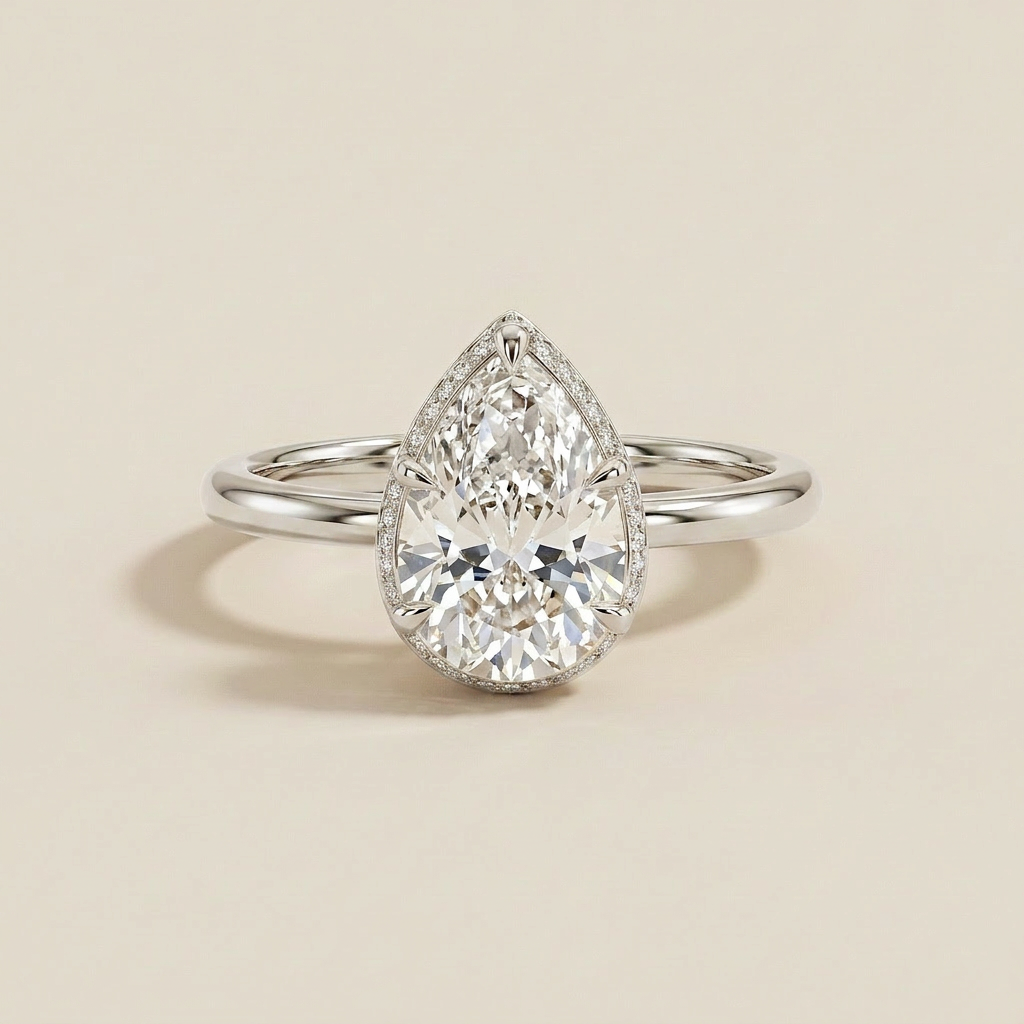 Moissanite 3.91 CT Pear Cut Diamond Solitaire Ring
