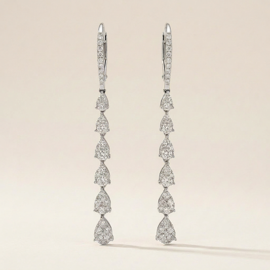 Moissanite 1.00 CT Pear & Round Cut Diamond Drop Earrings