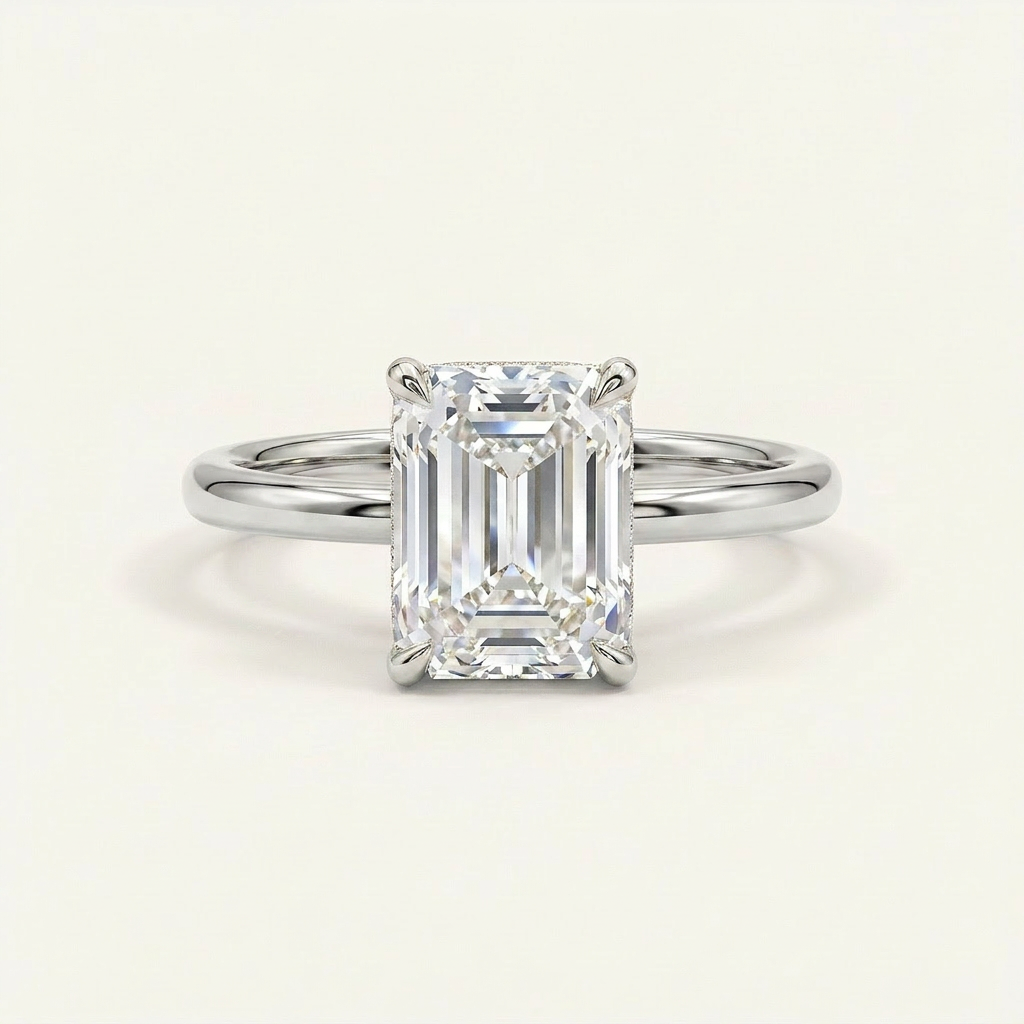 Moissanite 3.00 CT Radiant Cut Diamond Solitaire Ring (V-Artdeco)