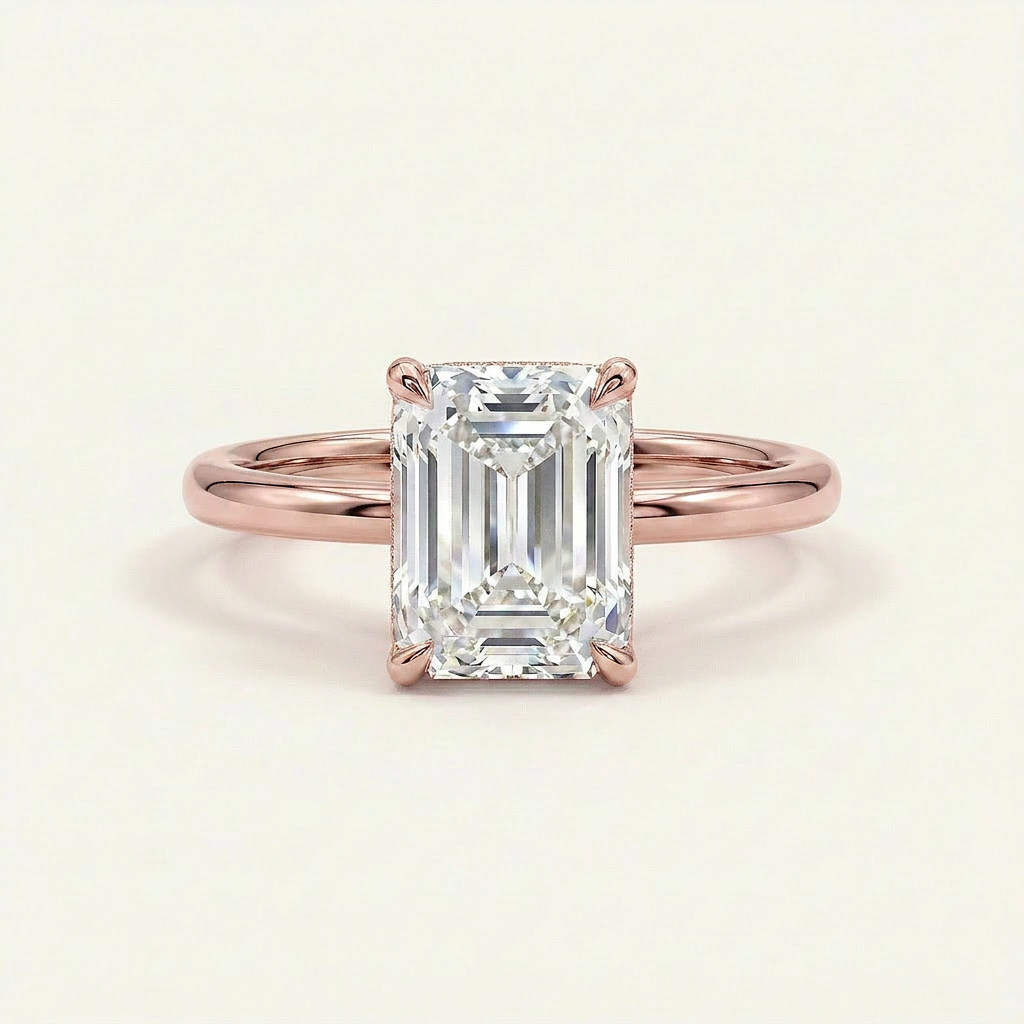 Moissanite 3.00 CT Radiant Cut Diamond Solitaire Ring (V-Artdeco)
