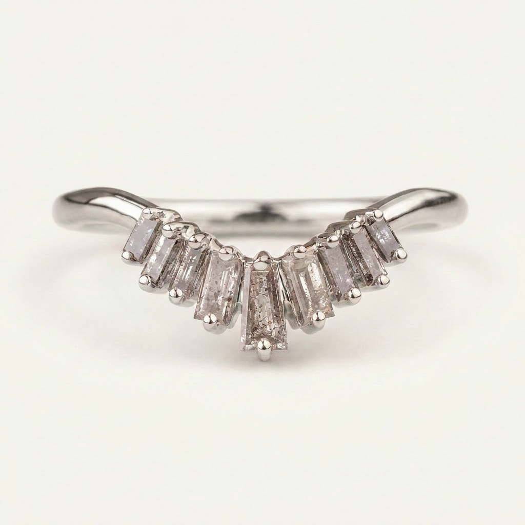 0.30 CT Baguette Cut Salt and Pepper Diamond Band