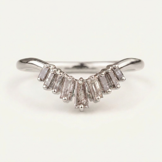 0.30 CT Baguette Cut Salt and Pepper Diamond Band
