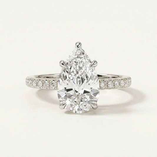 Moissanite 3.42 CT Pear Cut Diamond Solitaire Ring