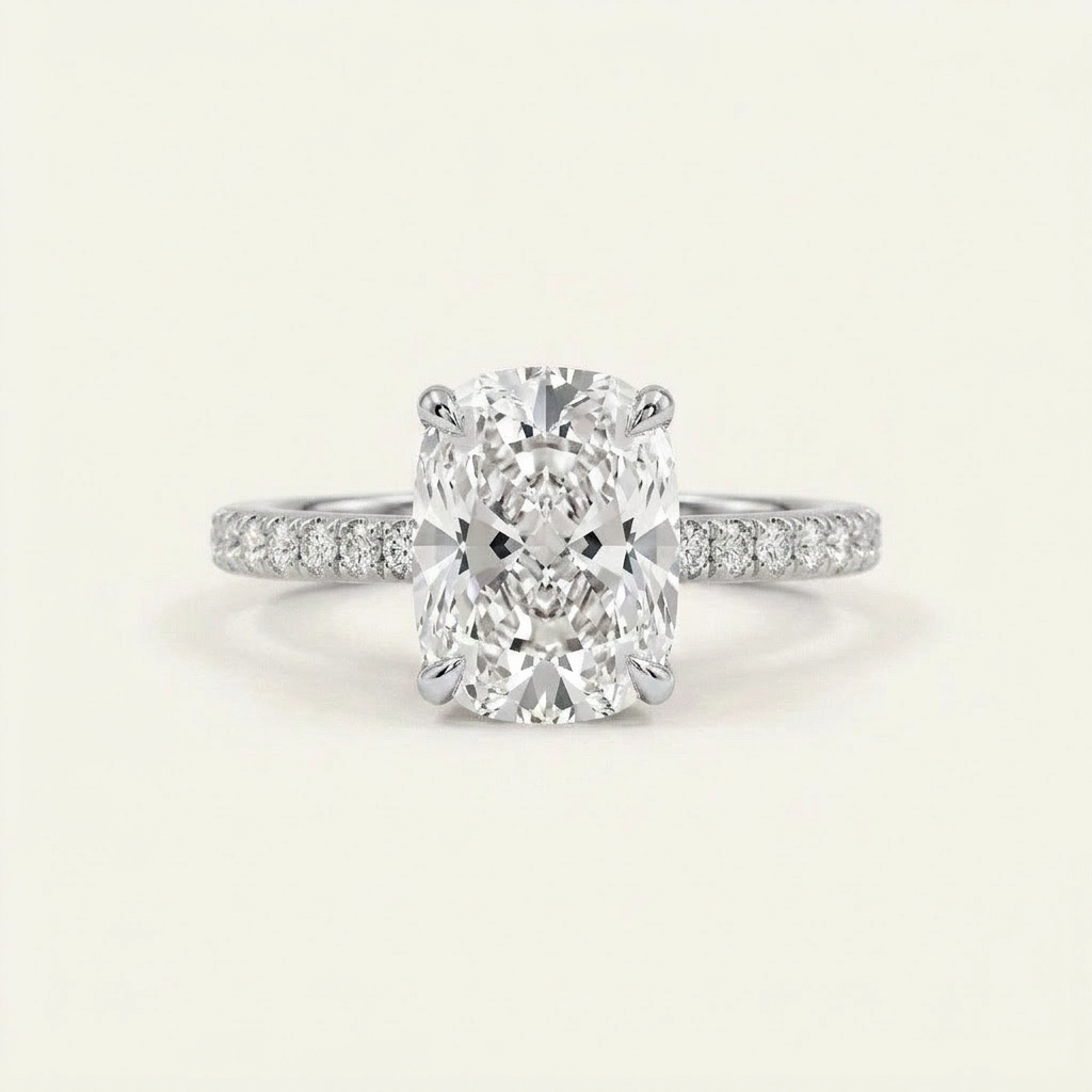 Moissanite 2.70 CT Cushion Cut Diamond Solitaire Ring