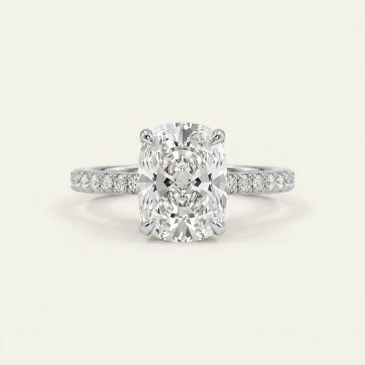 Moissanite 2.70 CT Cushion Cut Diamond Solitaire Ring