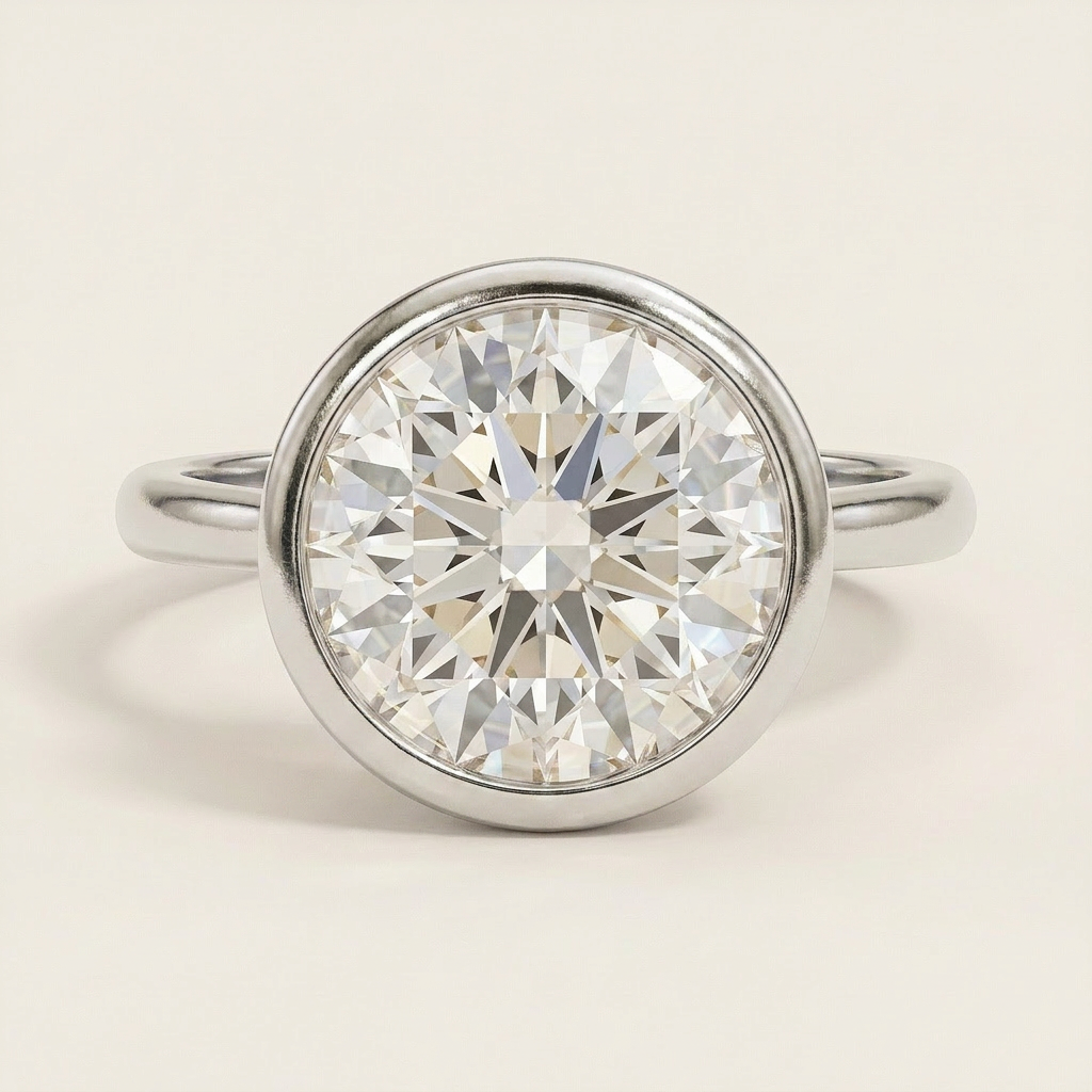 Moissanite 3.00 CT Round Cut Diamond Solitaire Ring (V-Moisaanite)