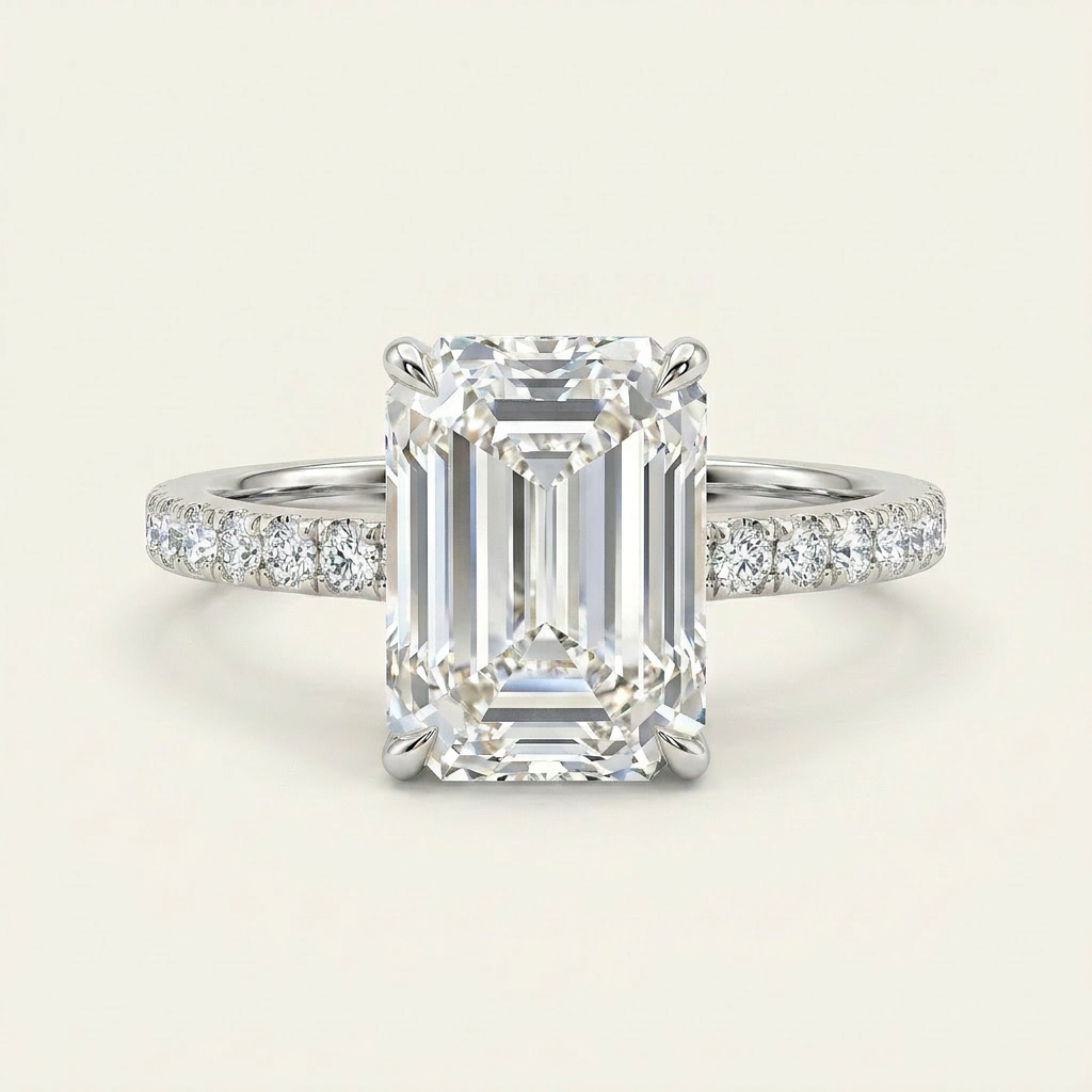 Lab Grown 1.50 CT Emerald Cut Diamond Solitaire Ring (V-Artdeco)