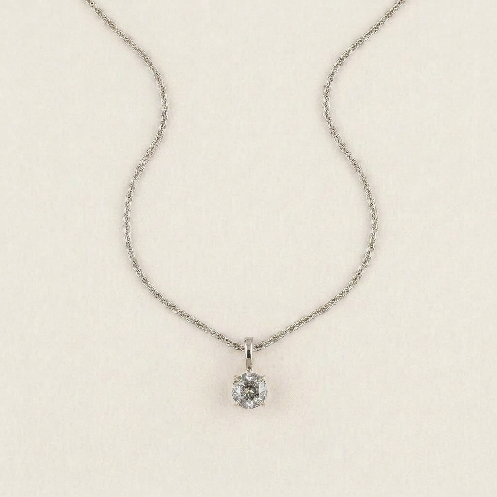1.09 CT Round Cut Salt and Pepper Diamond Necklace