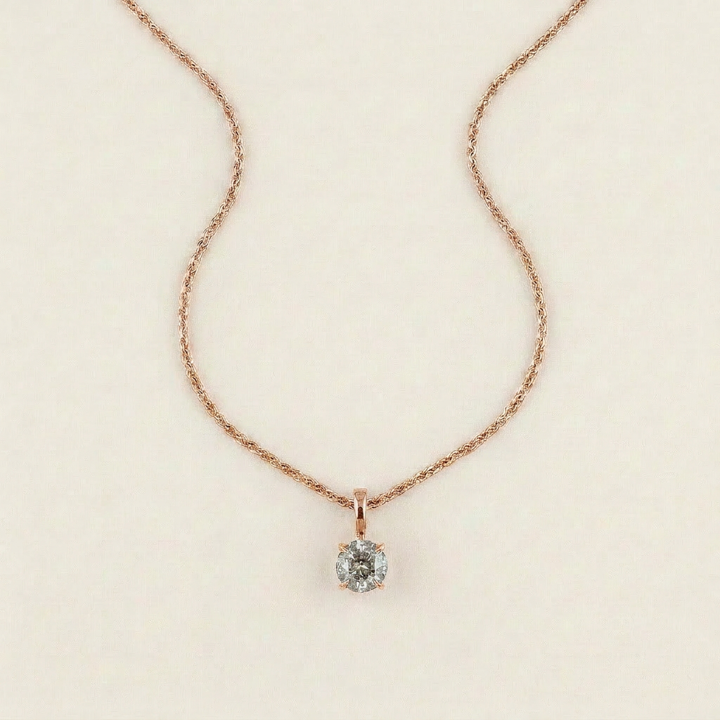 1.09 CT Round Cut Salt and Pepper Diamond Necklace