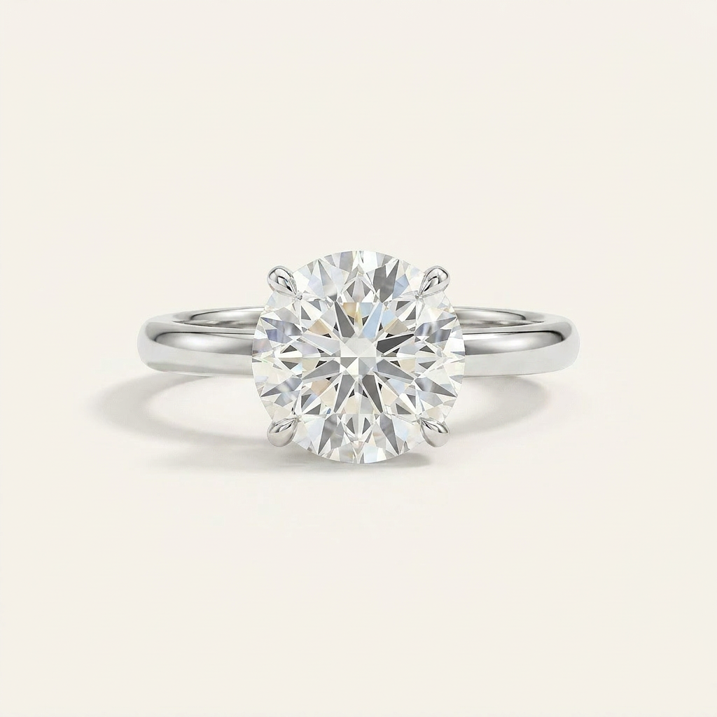 Moissanite 3.00 CT Round Cut Diamond Solitaire Ring (V-Artnouveau)