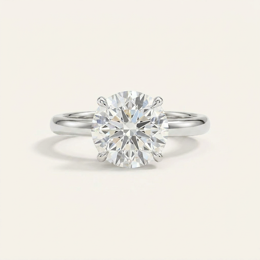 Moissanite 3.00 CT Round Cut Diamond Solitaire Ring (V-Artnouveau)