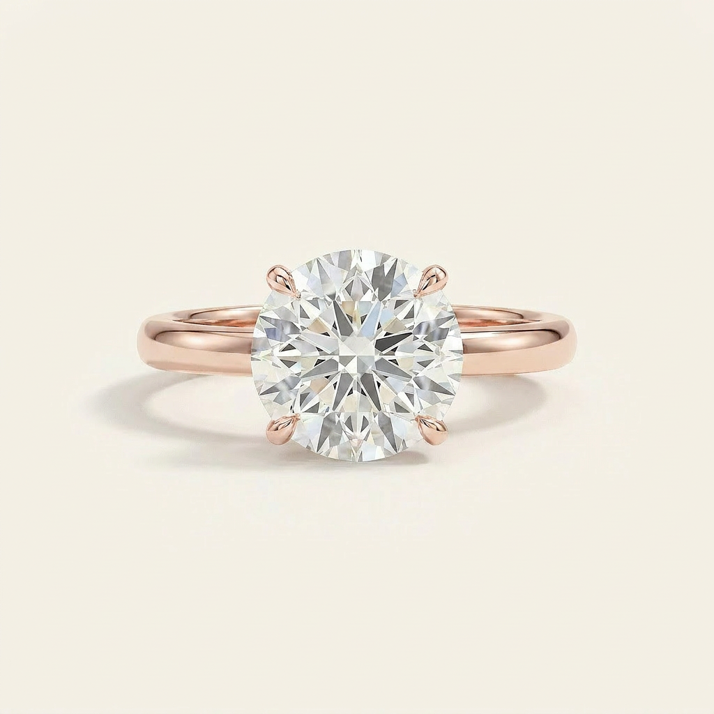 Moissanite 3.00 CT Round Cut Diamond Solitaire Ring (V-Artnouveau)