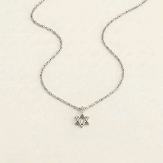 Moissanite 0.15 CT Round Cut Diamond Star of David Necklace