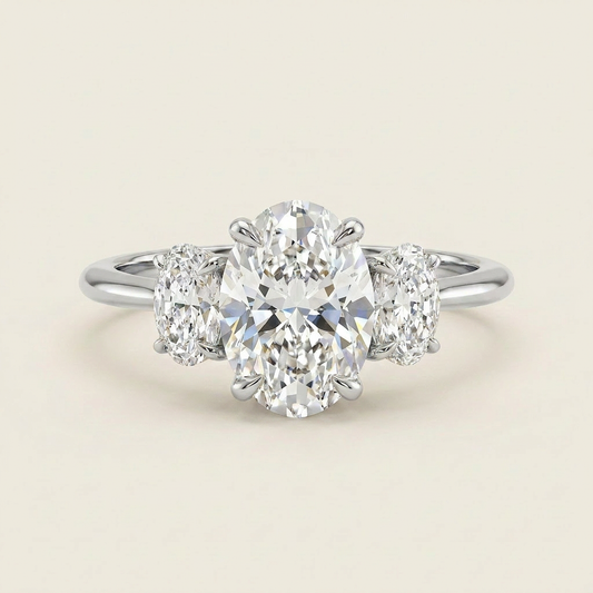 Moissanite 2.40 CT Oval Cut Diamond Three Stone Ring