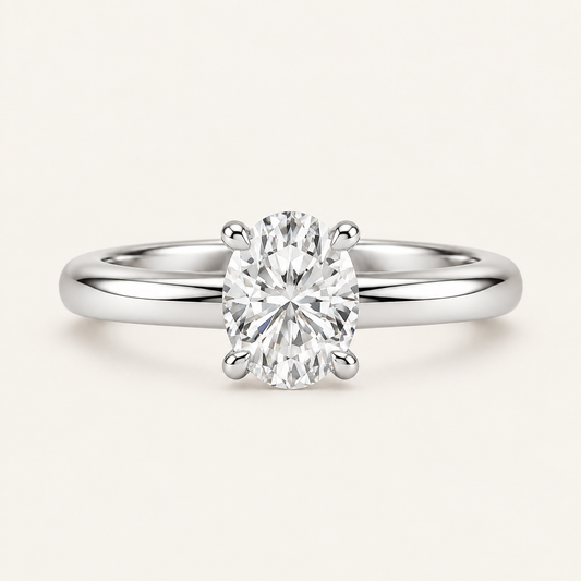 Lab Grown 2.00 CT Oval Cut Diamond Petite Solitaire Ring