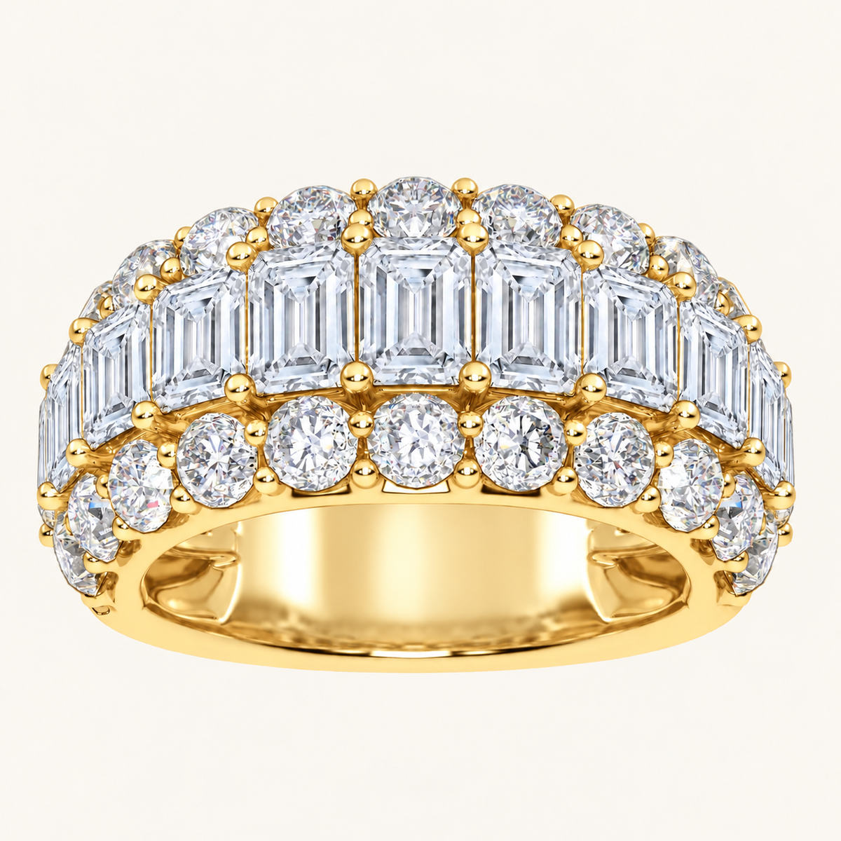 Lab Grown Diamond 5.00 CT Emerald Cut Men's Cluster Ring