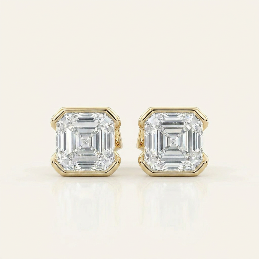Moissanite 1.00 CT Asscher Cut Diamond Stud Earrings