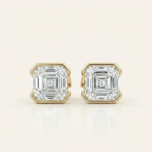 Moissanite 1.00 CT Asscher Cut Diamond Stud Earrings