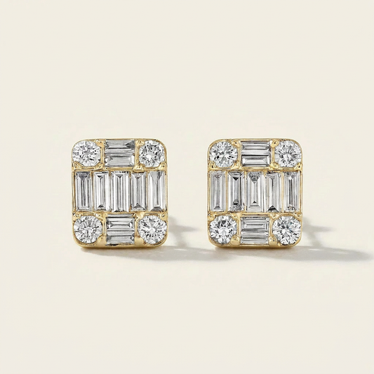 Moissanite 0.99 CT Baguette & Round Cut Diamond Hoop Earrings