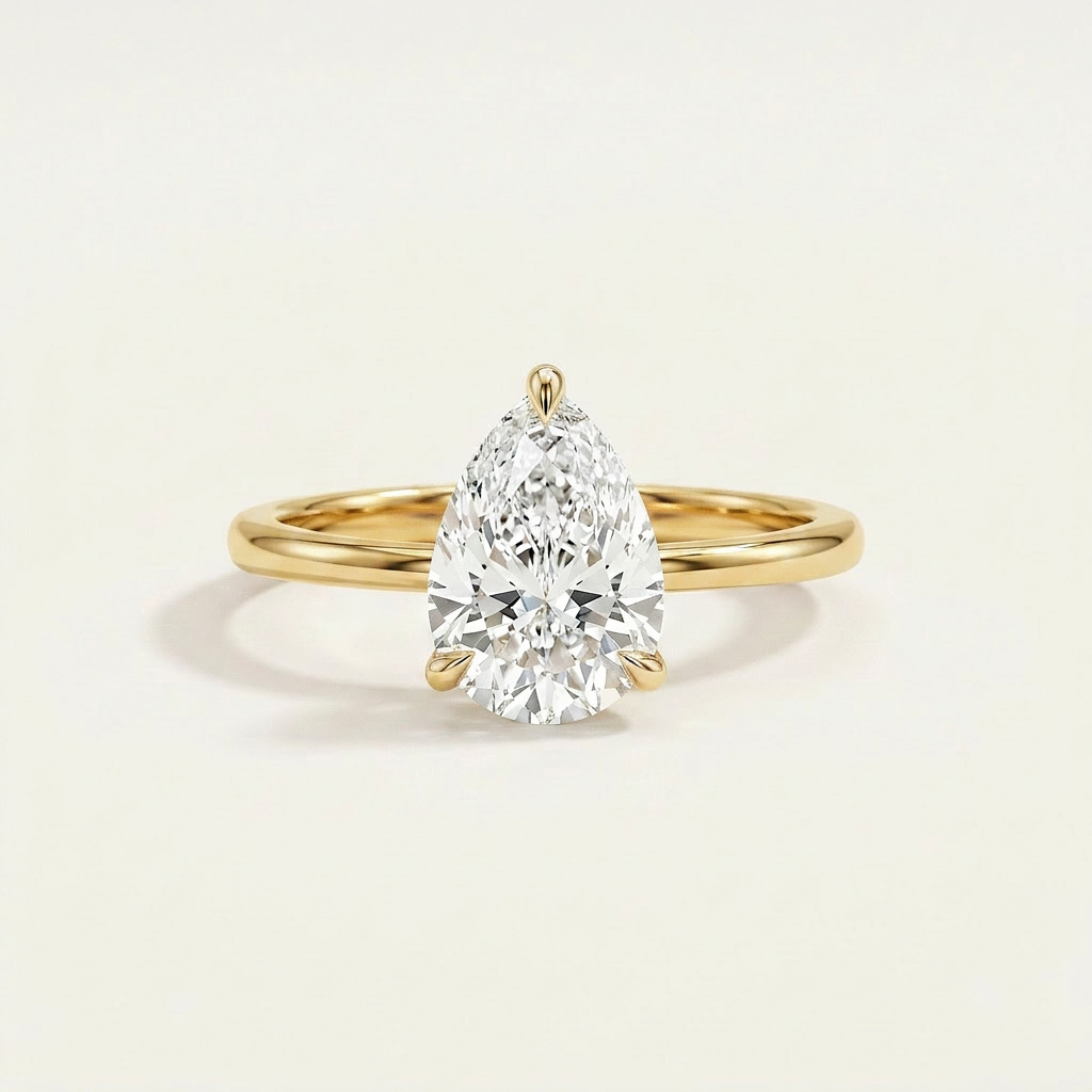 Moissanite 1.90 CT Pear Cut Diamond Solitaire Ring