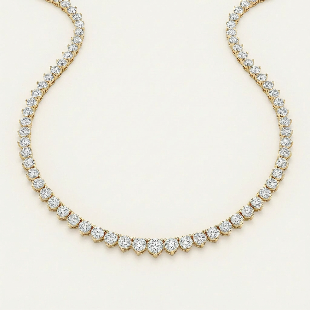 Moissanite 20.00 CT Round Cut Diamond Tennis Necklace