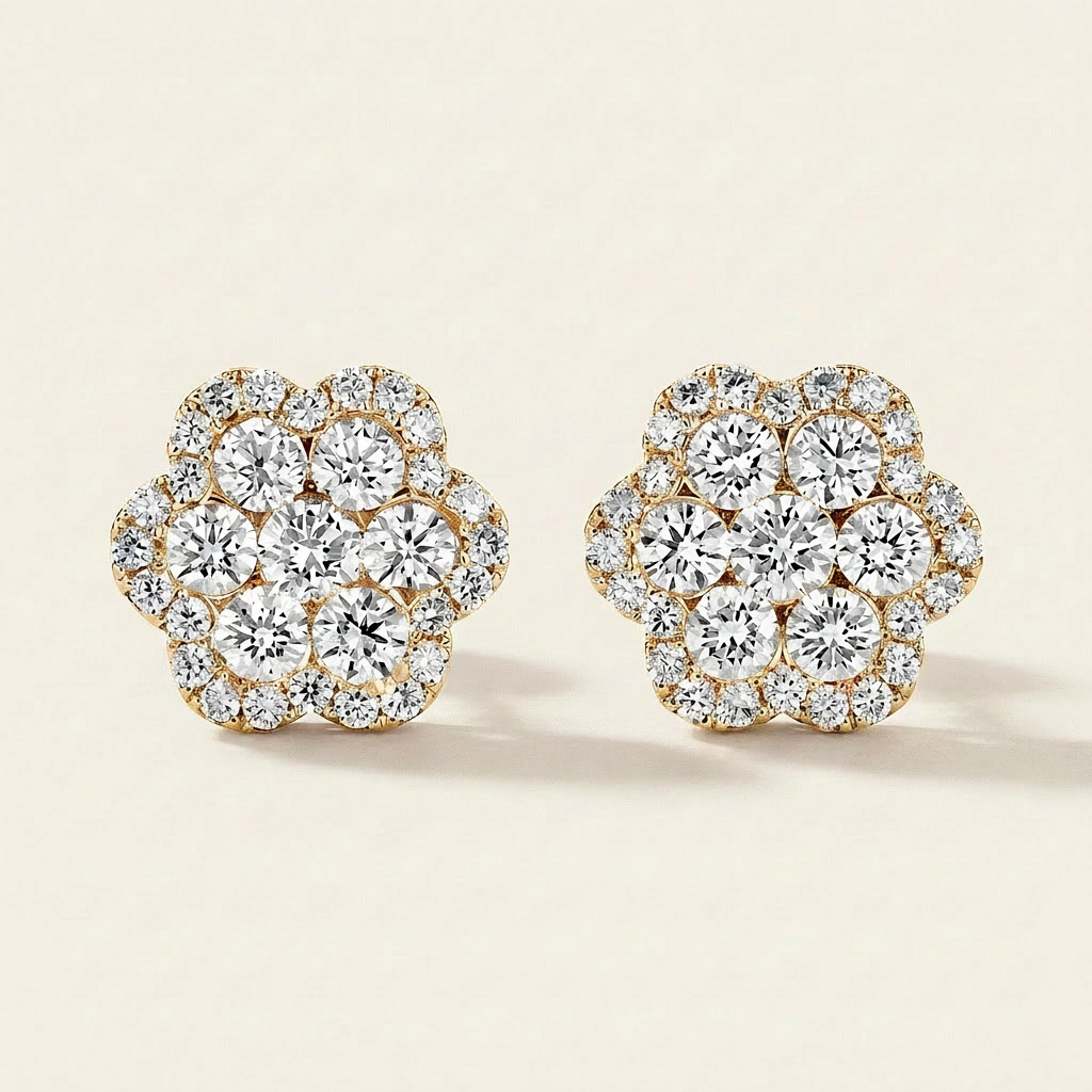 Moissanite 1.22 CT Round Cut Diamond Stud Earrings