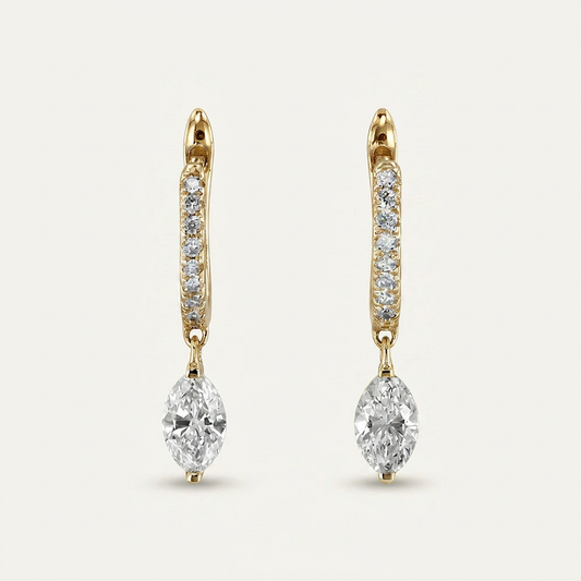 Moissanite 0.63 CT Round & Marquise Cut Diamond Hoop Earrings