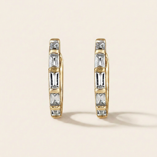 Moissanite 0.22 CT Baguette Cut Diamond Hoop Earring