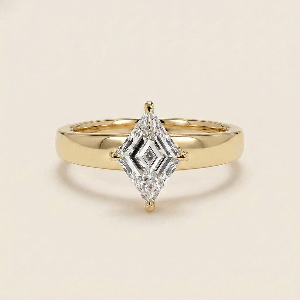 Lab Grown 3.00 CT Lozenge Cut Diamond Solitaire Ring