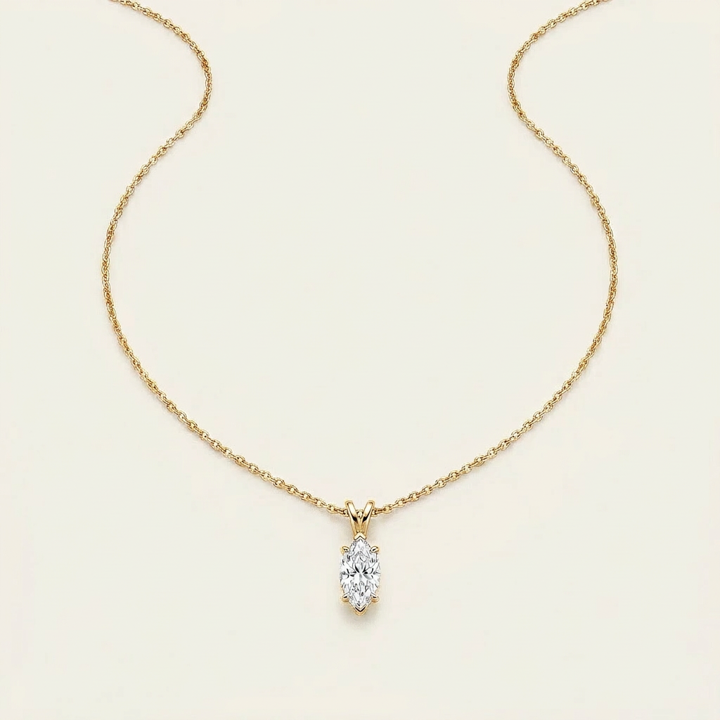 Moissanite 1.00 CT Marquise Cut Diamond Solitaire Necklace